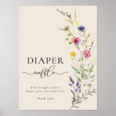 Beige Wildblume Blumendusche Windelwanne Windelwan Poster (Vorne)