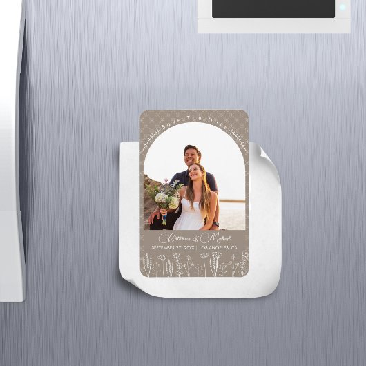 Beige Wildblume Bohemisch Arch Wedding Magnet