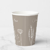Beige Wildblume Bohemische Hochzeit Pappbecher (Rechts)
