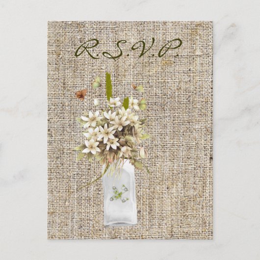 Beige Wildblume Böhmische Hippie-Hochzeit Einladungspostkarte (Vorderseite)