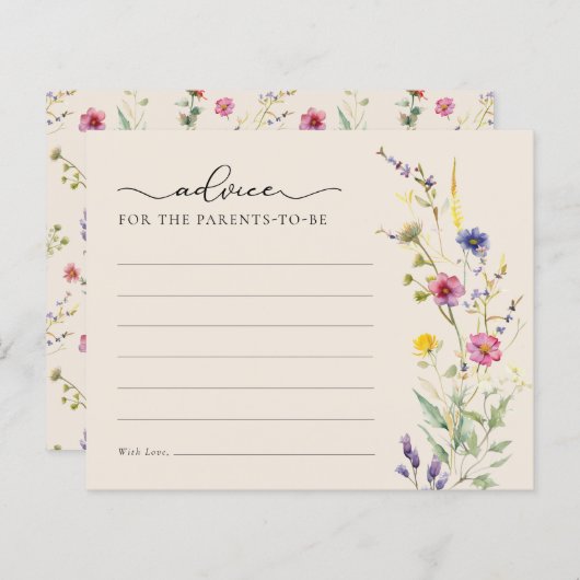 Beige Wildblume Floral Baby Shower Card (Vorne/Hinten)