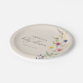 Beige Wildblume Frühblütendusche Pappteller (Schrägansicht)