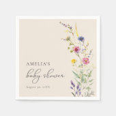 Beige Wildblume Frühblütendusche Serviette (Vorderseite)