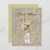 Beige Wildblume Hippie Bohemian Burlap Hochzeit Einladung (Vorne/Hinten)