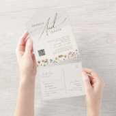 Beige Wildblume | Lässiges QR-Code-Siegel und Send All In One Einladung (Abreißen)