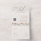 Beige Wildblume | Lässiges QR-Code-Siegel und Send All In One Einladung (Innen Boden)
