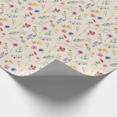 Beige Wildblume Spring Floral Geschenkpapier (Ecke)