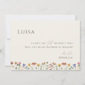 Beige Wildblume Verblendetes Foto Matron of Ehrenc Einladung (Rückseite)