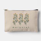 Beige Wildblumen Elegance Boho Trendy Zubehörtasche (Vorderseite)