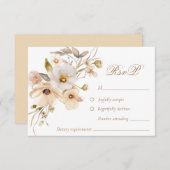 Beige Wildblumen Neutral Boho Wedding RSVP Card (Vorne/Hinten)