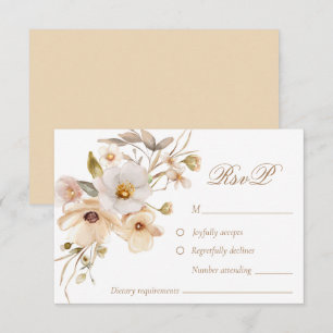 Beige Wildblumen Neutrale Boho Hochzeit RSVP Karte