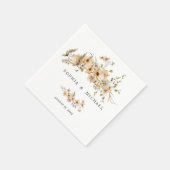 Beige Wilde Blumen Hochzeit Serviette (Ecke)