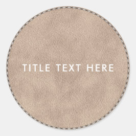Beige Wildledertextur und Stitching Runder Aufkleber