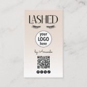 Beige Wimpern Minimalist QR-Code Social Visitenkarte (Vorderseite)