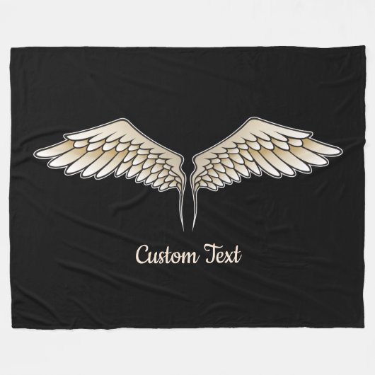 Beige Wings Fleece Blanket (Vorderseite (Horizontal))