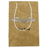 Beige Wings Gift Bag Mittlere Geschenktüte (Vorderseite)