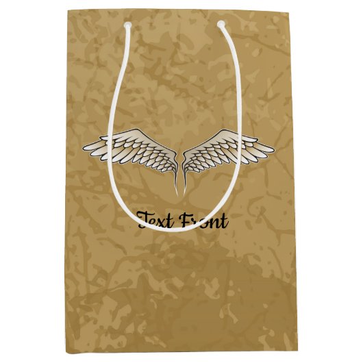 Beige Wings Gift Bag Mittlere Geschenktüte (Vorderseite)