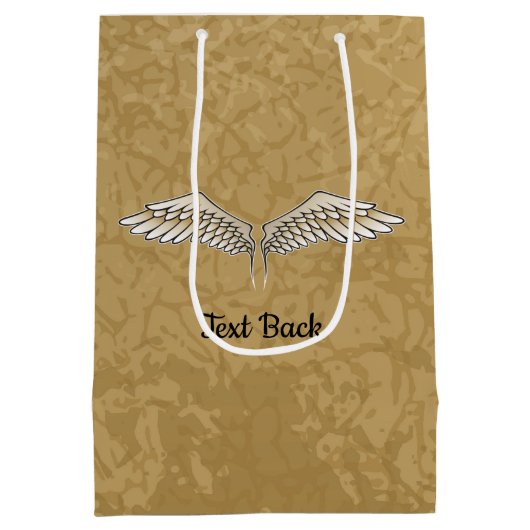 Beige Wings Gift Bag Mittlere Geschenktüte (Rückseite)