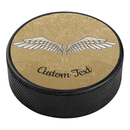 Beige Wings Hockey Puck (3/4)