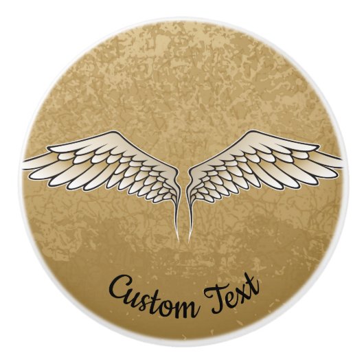 Beige Wings Keramik Knob Keramikknauf (Vorderseite)