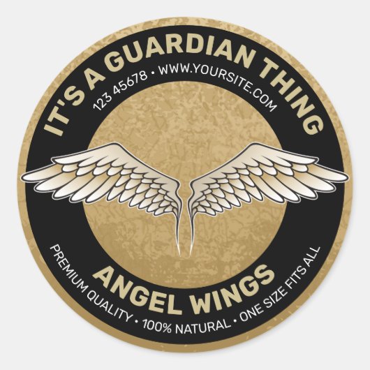 Beige Wings Label Runder Aufkleber (Vorderseite)