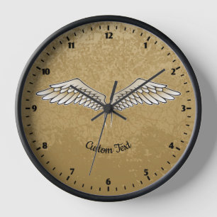 Beige Wings Large Clock Uhr