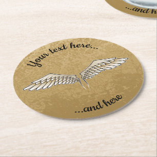 Beige Wings Round Paper Untersetzer