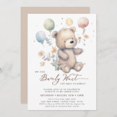 Beige wir können frühzeitig abwarten Baby-Dusche Einladung (Vorne/Hinten)