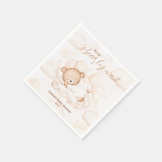 Beige Wir können frühzeitig abwarten Baby-Dusche N Serviette (Ecke)