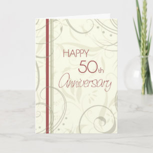 Beige Wirbel Glückwunschkarte zum 50. Hochzeitstag Karte