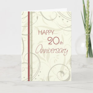 Beige Wirbel Happy 20 th Wedding Anniversary Card Karte