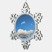 Beige Wolken Schneeflocken Zinn-Ornament (Rechts)