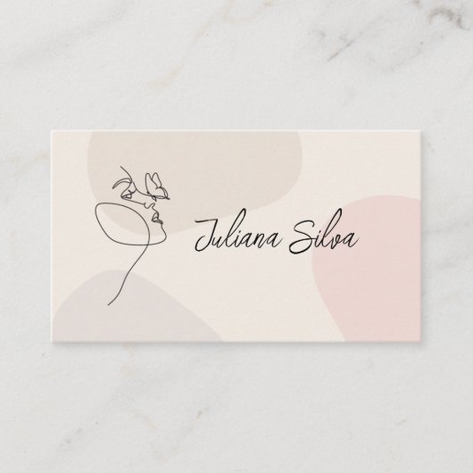 Beige Women Hair Salon Nail Art Makeup Art Visitenkarte (Vorderseite)