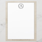 Beige Wreath Monogram Stationery (Vorderseite)