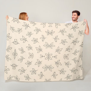 Beige Wurfdecke mit Blattmuster Fleecedecke
