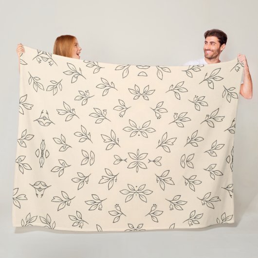Beige Wurfdecke mit Blattmuster Fleecedecke (Beispiel)
