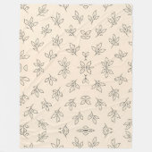 Beige Wurfdecke mit Blattmuster Fleecedecke (Vorderseite)