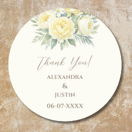 Beige Yellow Floral Italian Arch Wedding Vielen Da Runder Aufkleber
