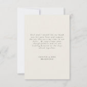 Beige zeitgenössische Botschaft Hochzeit Vielen Da Dankeskarte (Rückseite)