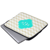Beige Zickzack Aqua-Folie 3 Monogramm Laptopschutzhülle (Vorne Knopf)