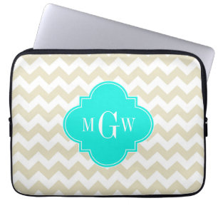 Beige Zickzack Aqua-Folie 3 Monogramm Laptopschutzhülle
