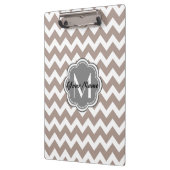 Beige Zickzack, graue Monogramm, Personalisierter  Klemmbrett (Links)