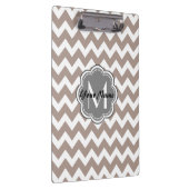 Beige Zickzack, graue Monogramm, Personalisierter  Klemmbrett (Rechts)