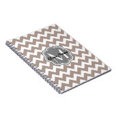 Beige Zickzack, graue Monogramm, Personalisierter Notizblock (Rechte Seite)