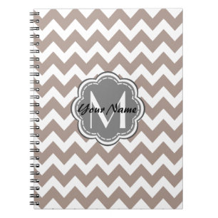 Beige Zickzack, graue Monogramm, Personalisierter Notizblock
