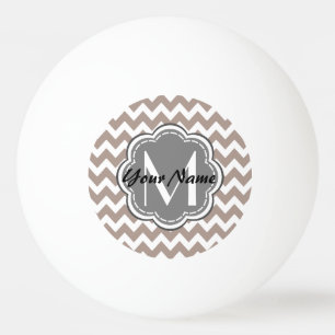 Beige Zickzack, graue Monogramm, Personalisierter Tischtennisball