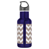 Beige Zickzack, graue Monogramm, Personalisierter Trinkflasche (Rückseite)