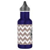 Beige Zickzack, graue Monogramm, Personalisierter Trinkflasche (Links)