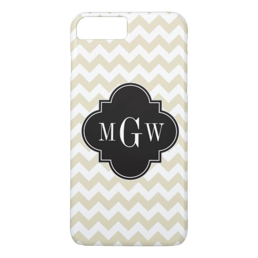 Beige Zickzack Schwarze Quarzfolie 3 Monogramm Case-Mate iPhone Hülle (Rückseite)