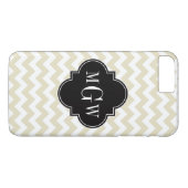Beige Zickzack Schwarze Quarzfolie 3 Monogramm Case-Mate iPhone Hülle (Rückseite (Horizontal))
